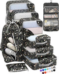 Packing Cubes 10-Set Black Flower - Durable Travel Organizers