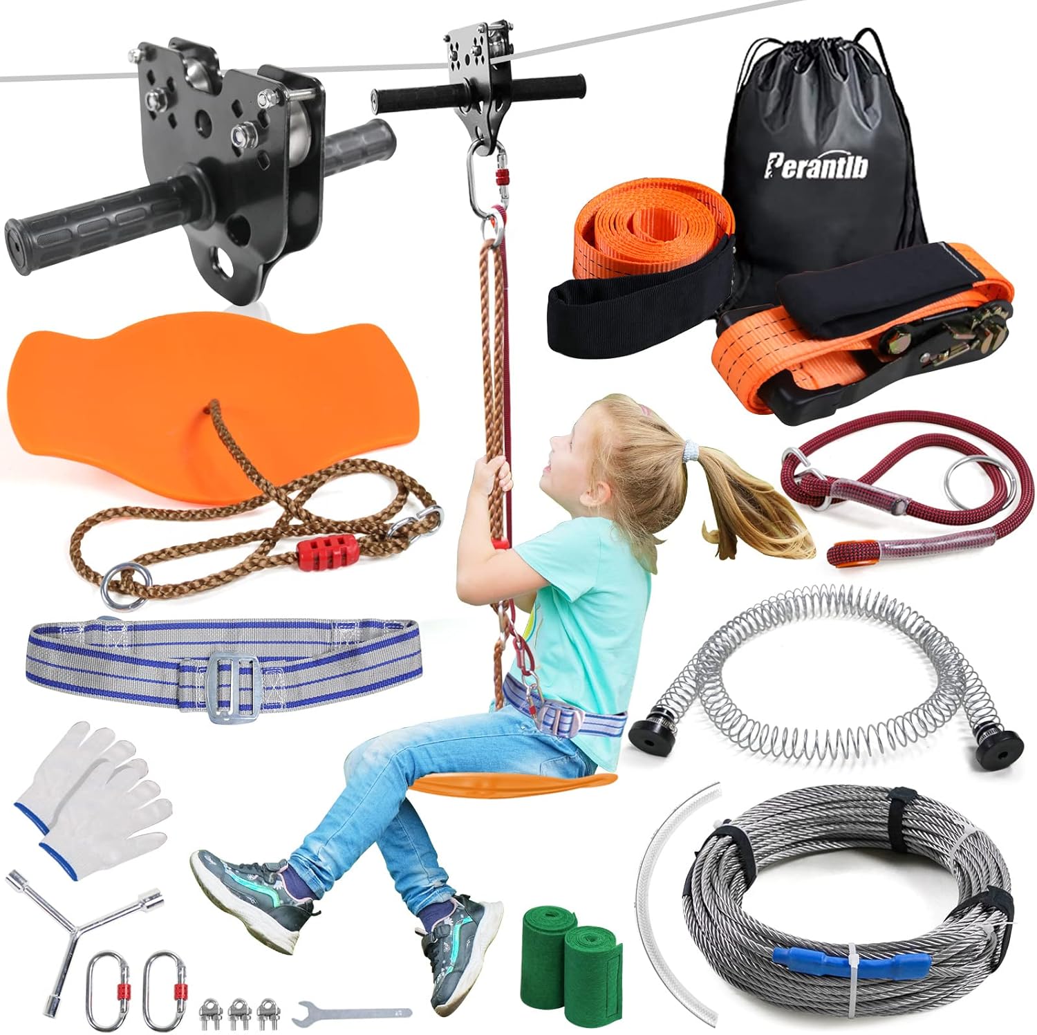 Backyard Zipline Kit for Kids and Adults with 160ft Cable