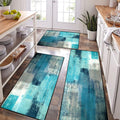 Turquoise Kitchen Mat 3PCS Set - Washable Non-Slip Kitchen Rugs