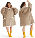 Bedsure Blanket Hoodie Gold Brown for Women & Men - Sherpa Oversized