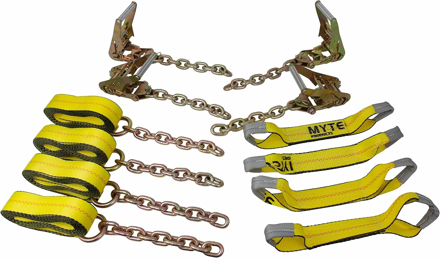 8 Point Roll Back Vehicle Tie Down Kit with Chain Extensions