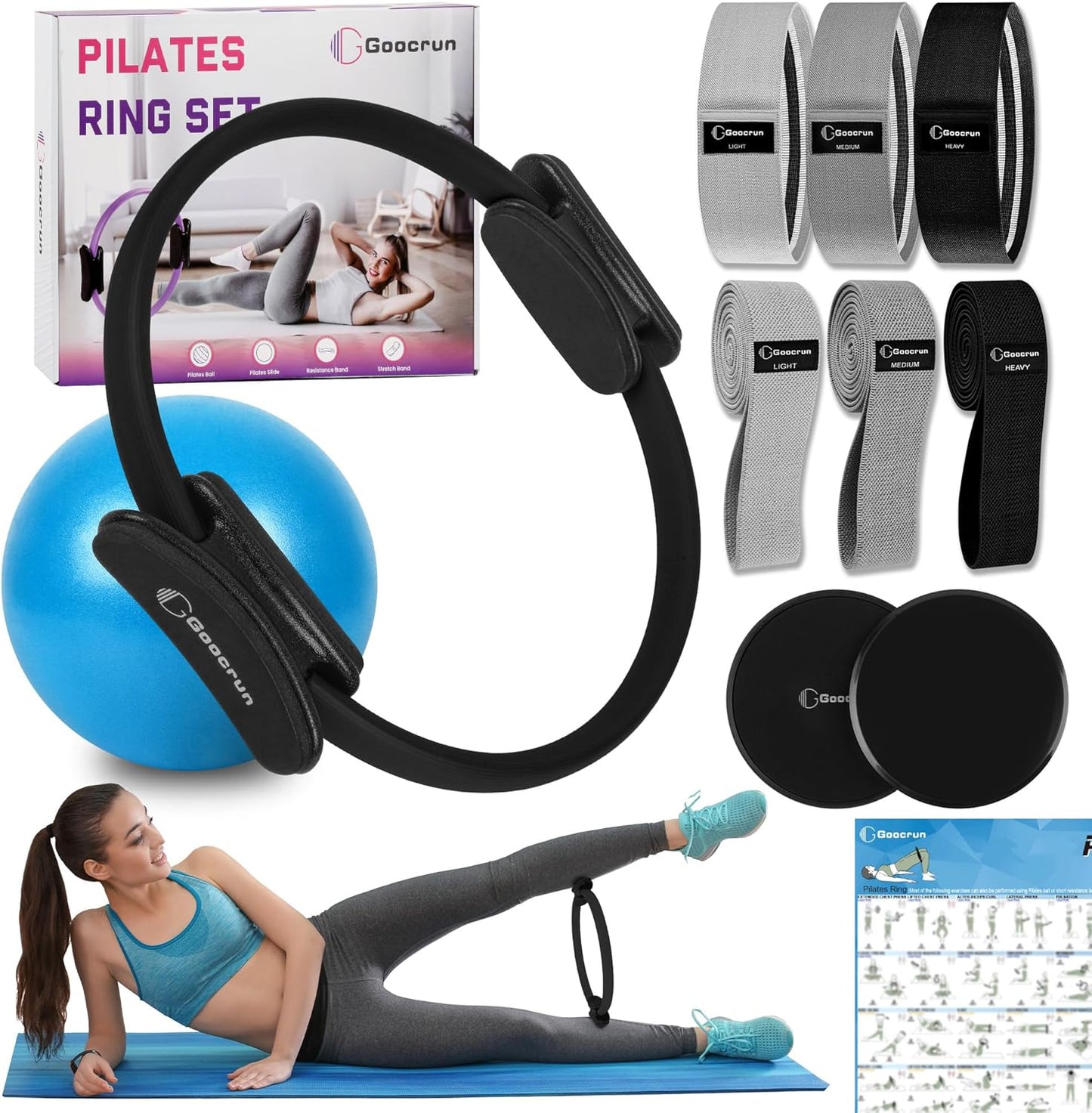 Complete Pilates Ring Set with Resistance Bands and Ball