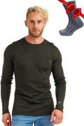 Merino Wool Base Layer Mens Long Sleeve - Warm, Soft, Odor-Resist 320
