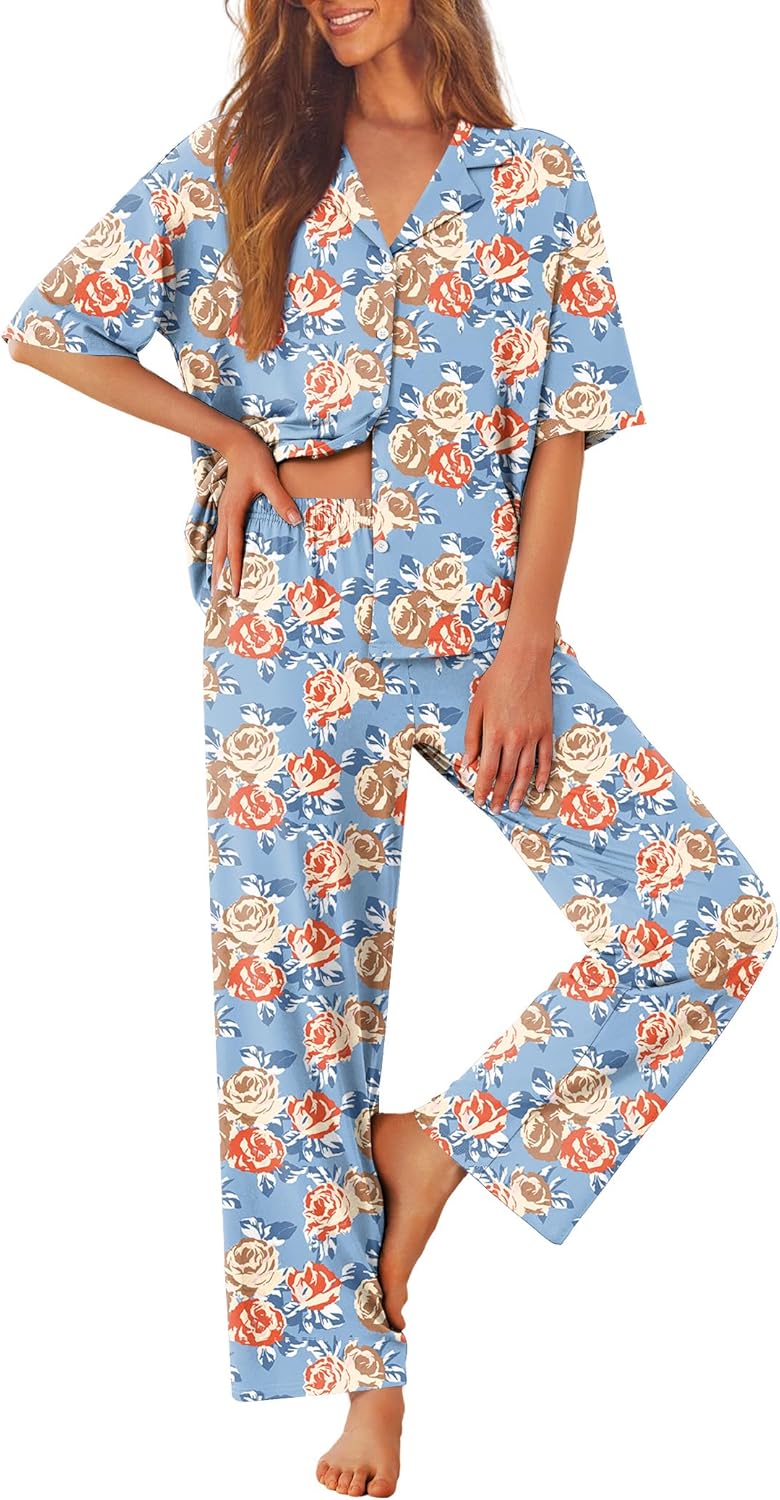 Ekouaer Women Pajamas Set Soft Comfy Nightwear for All Seasons