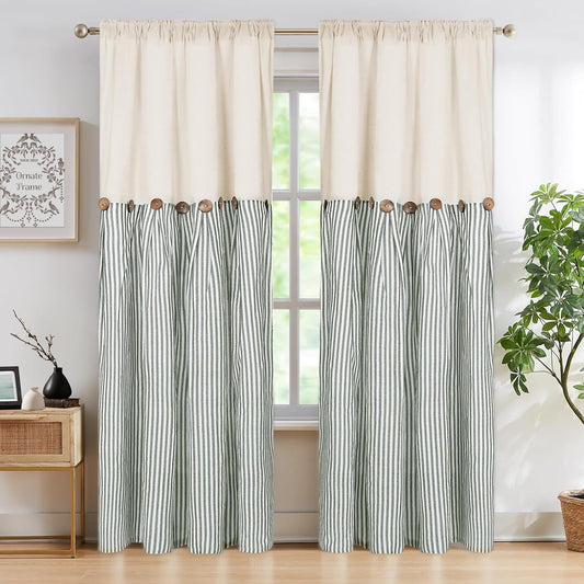ASPMIZ Cotton Linen Farmhouse Curtains for Rustic Home Decor