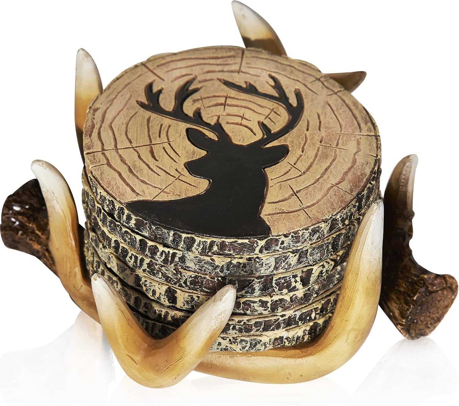 Handcrafted Deer Antlers Coaster Set of 6 for Rustic Decor