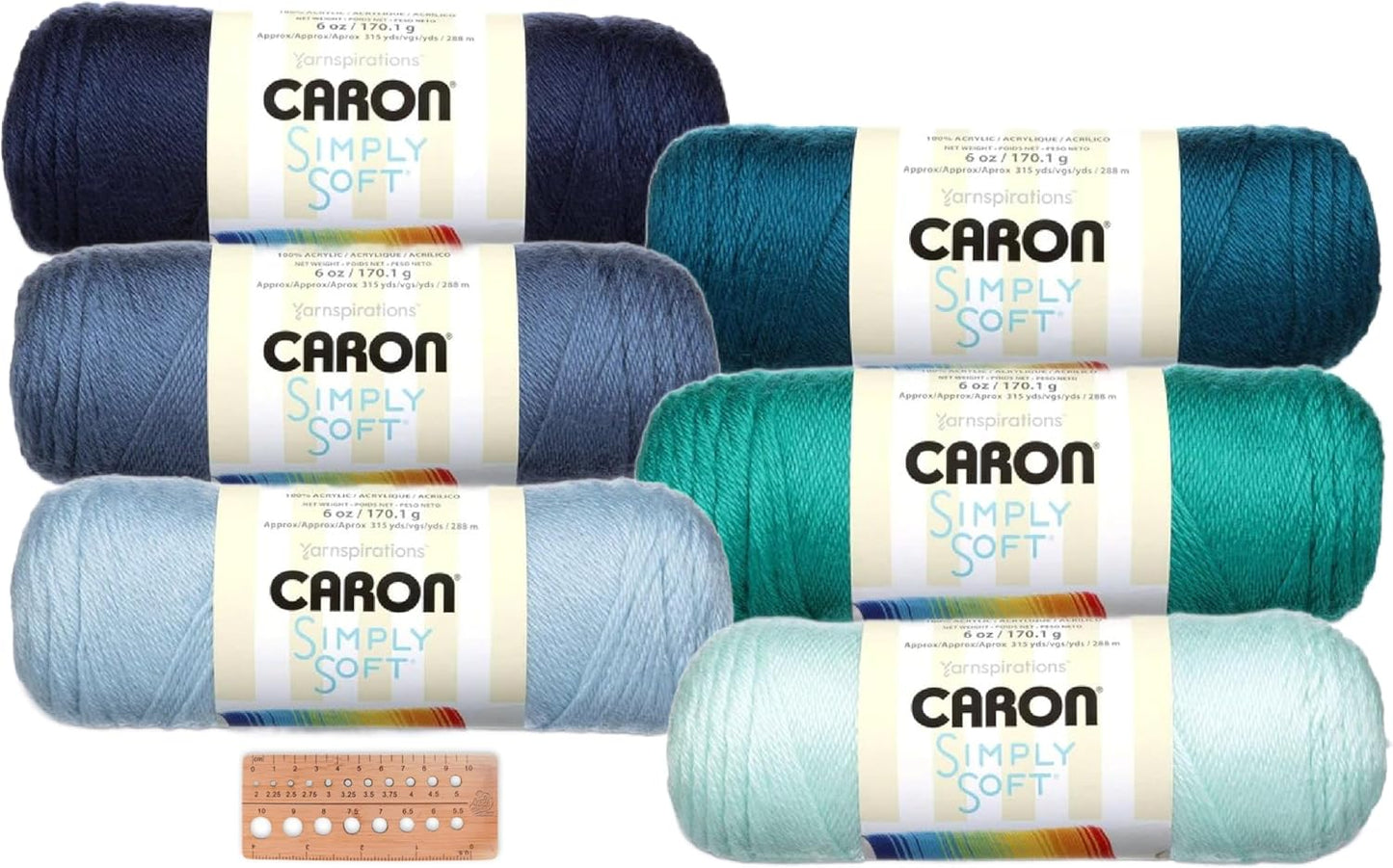 Caron Simply Soft Yarn Assortment in Ocean Tides for Crafting