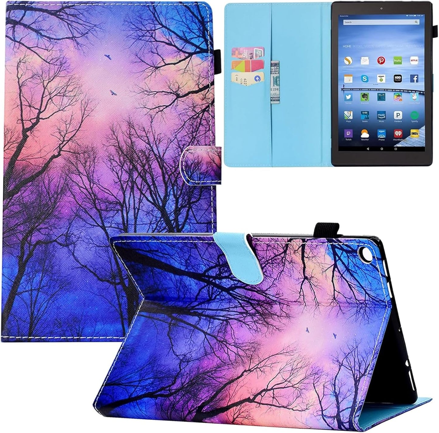 Case for Kindle Fire HD 10 - PU Leather Folio Stand with Slots