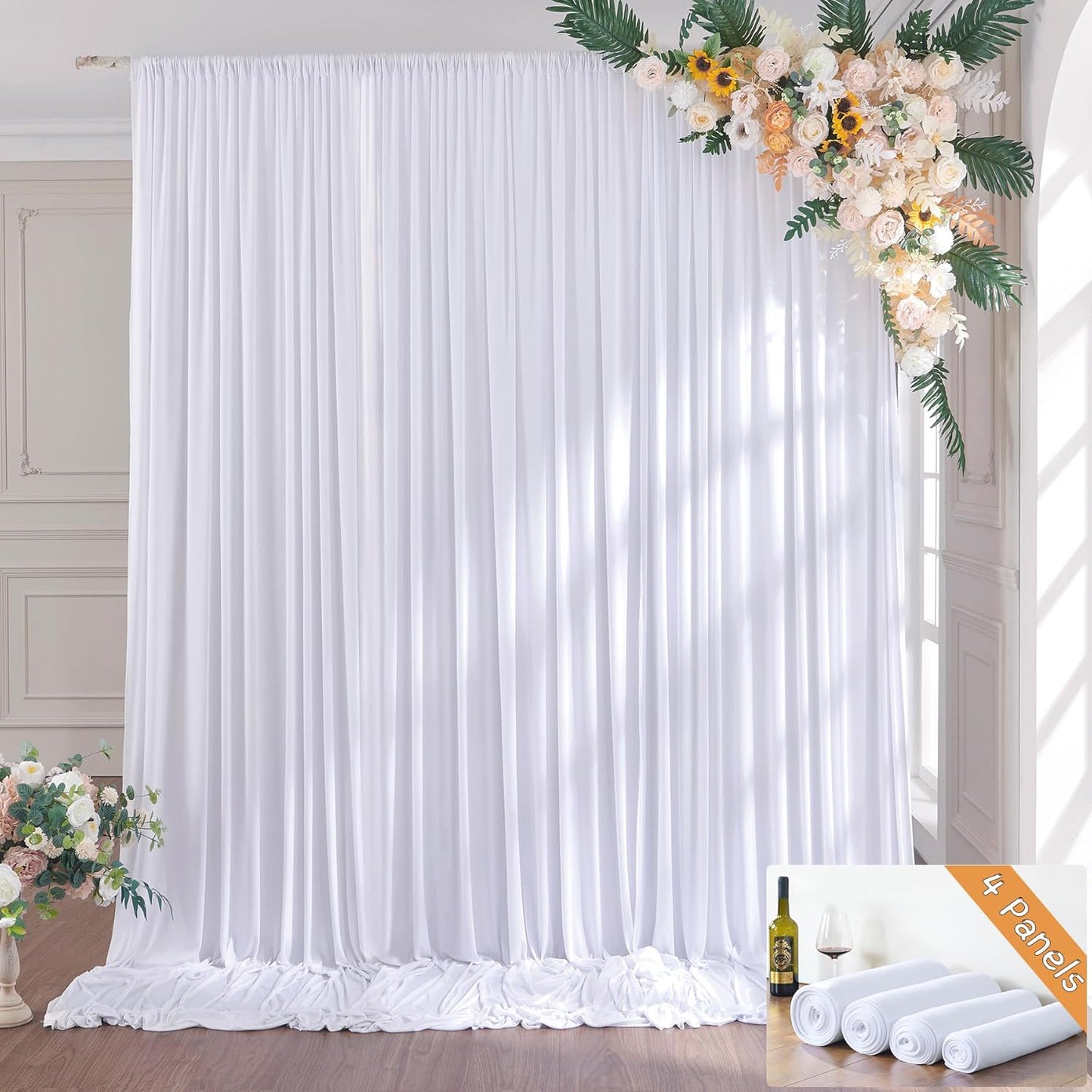 Premium White 12ft Backdrop Curtains - Wrinkle-Free Elegance!