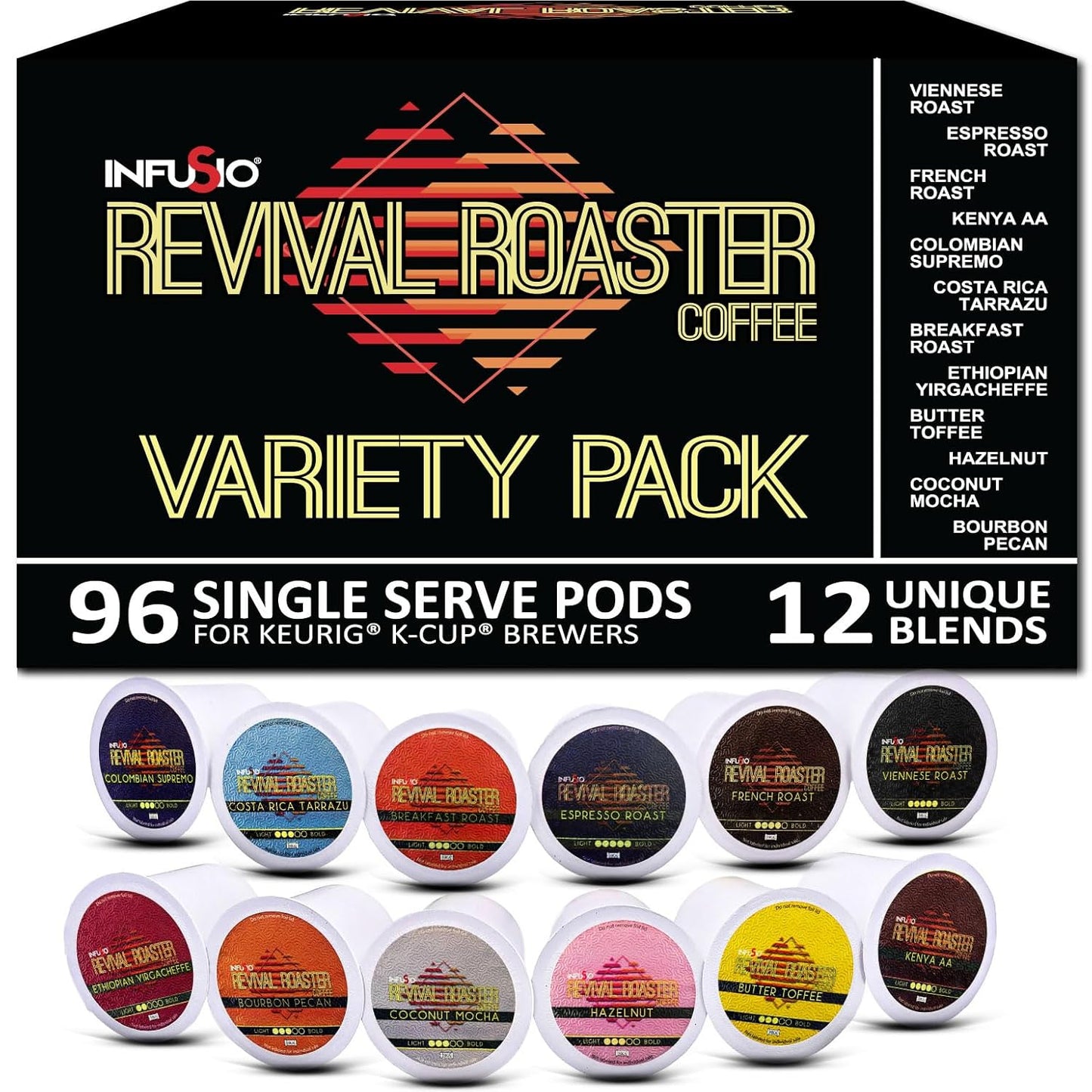 96 Count InfuSio Variety Pack - Premium Roasted Coffee