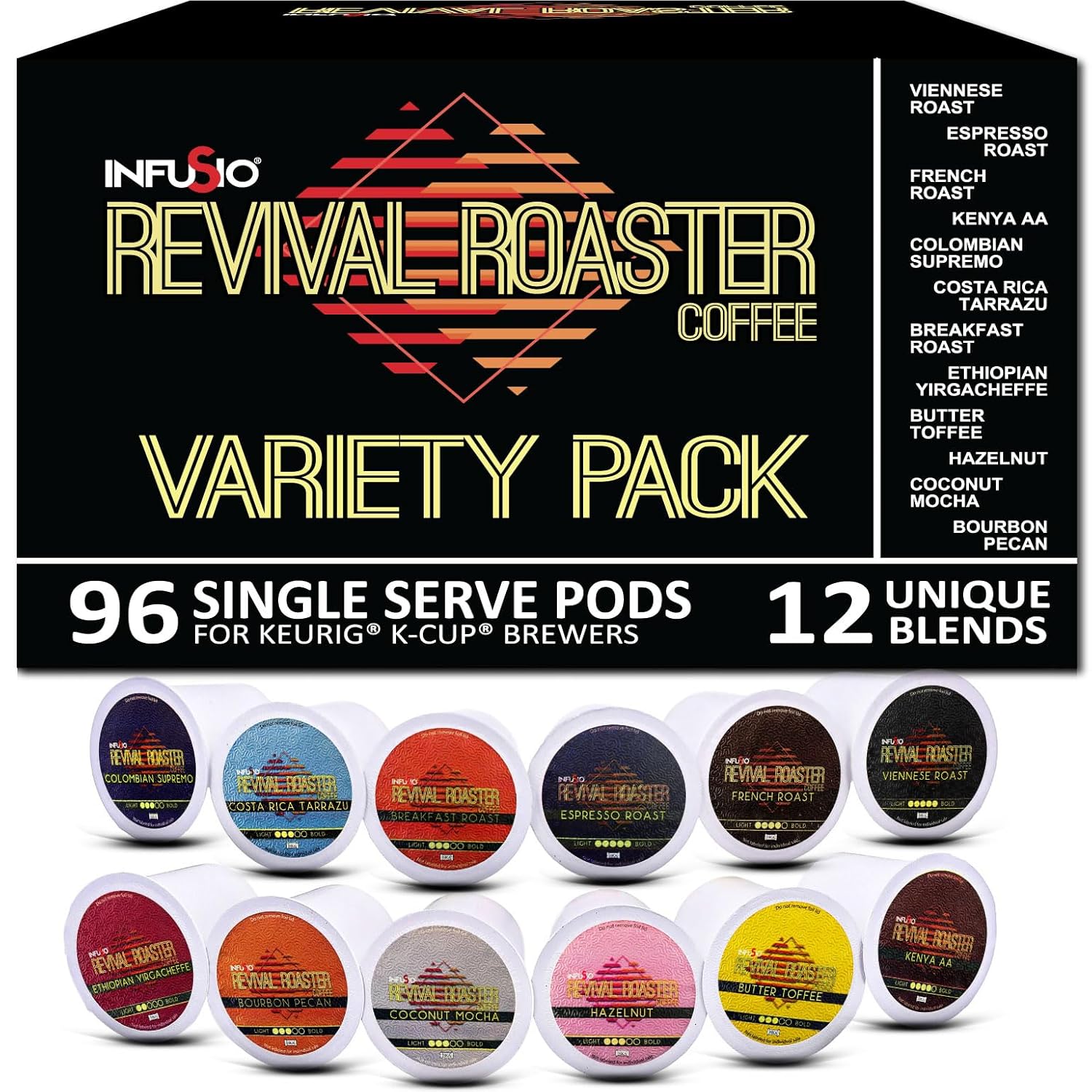 96 Count InfuSio Variety Pack - Premium Roasted Coffee
