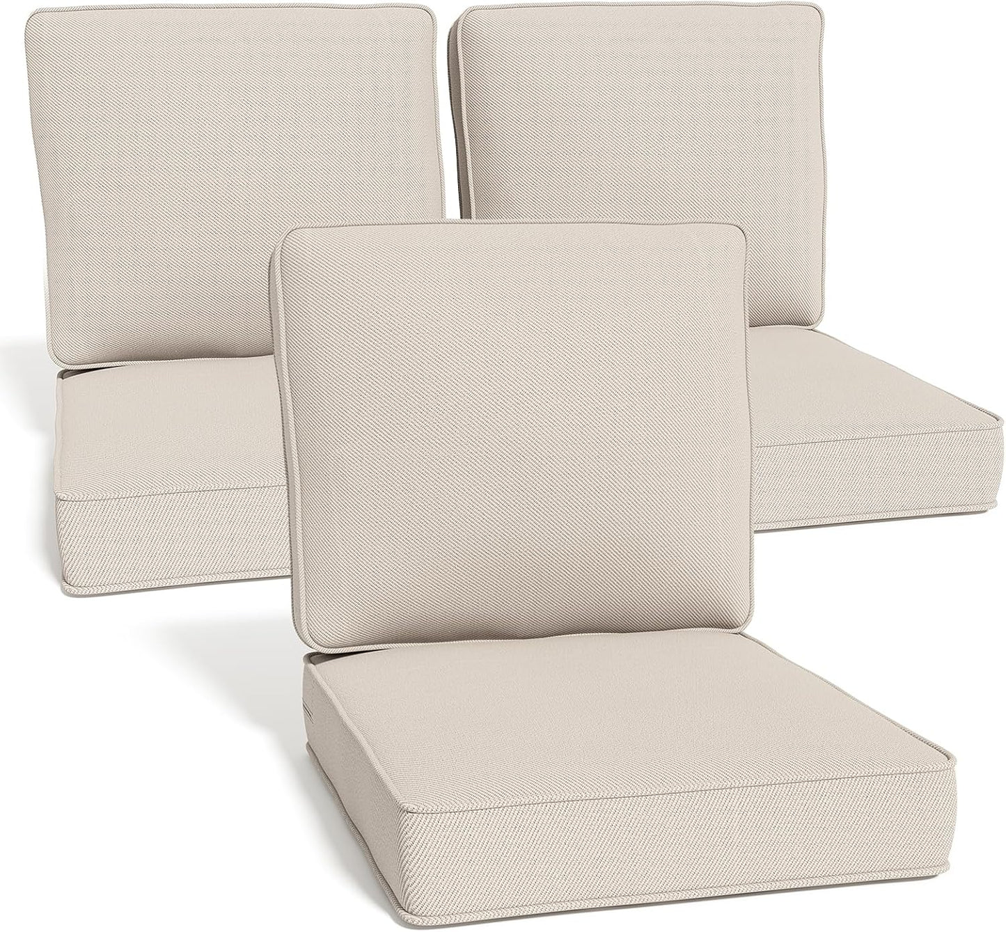Outdoor Chair Cushions Set of 3 for Patio Deep Seat Comfort