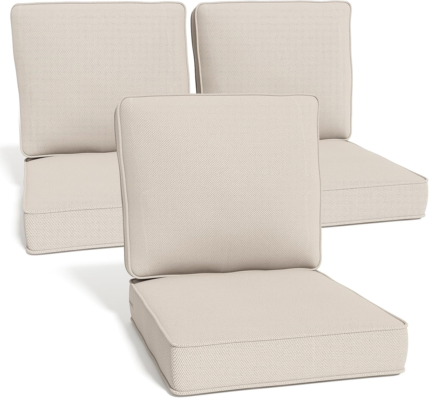 Outdoor Chair Cushions Set of 3 for Patio Deep Seat Comfort