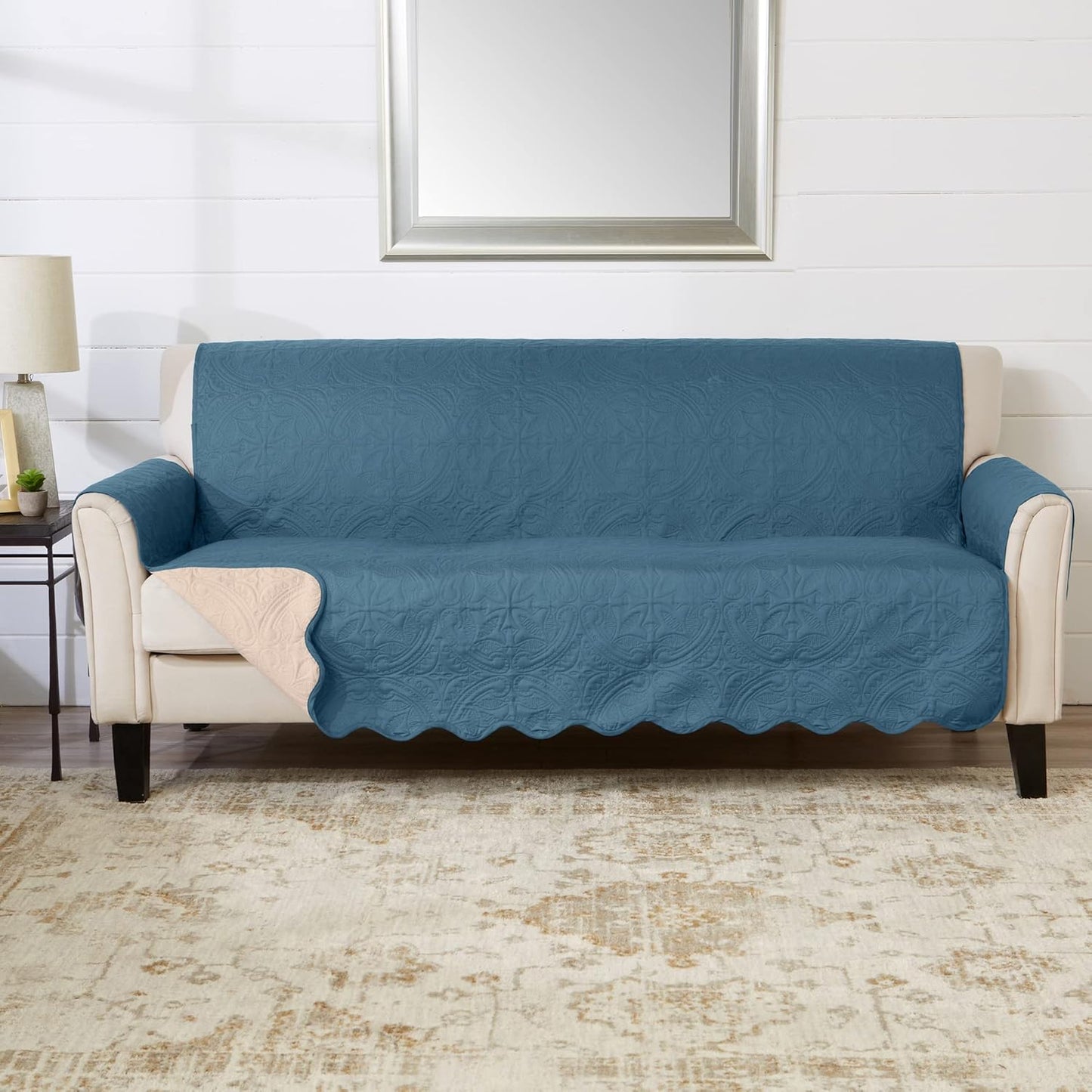 Great Bay Home Medallion Stitched Solid Furniture Protector