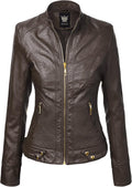 Lock and Love Slim Fit Vegan Leather Moto Jacket (Style JP72)
