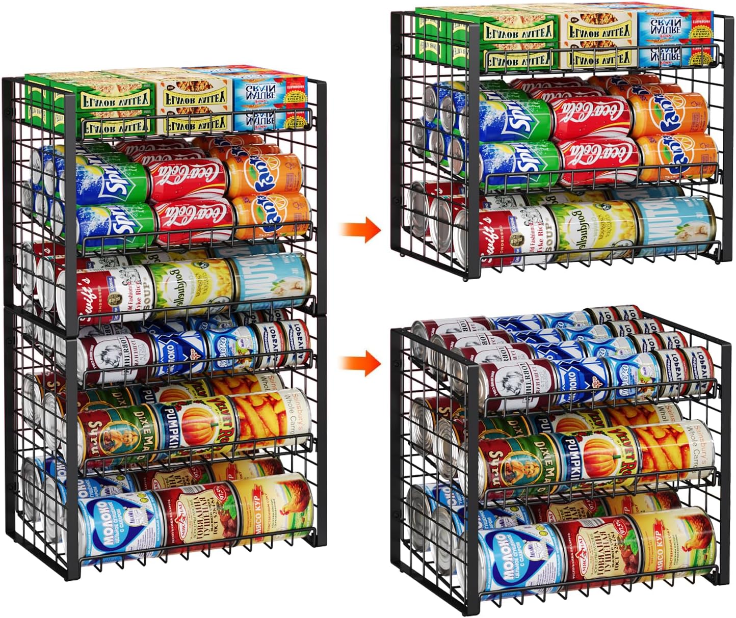 Adjustable 3-Tier Stackable Can Rack Organizer for Pantry