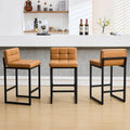Bar Stools Set of 3 Counter Height 26in - Modern Caramel Brown