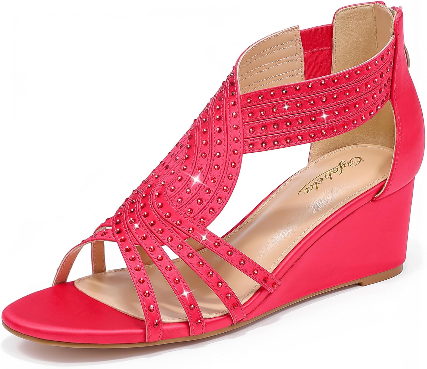Sparkly Rhinestone Open Toe Wedge Sandals for Women Events