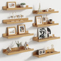 Floating Picture Ledge Shelves for Wall Set of 8 - Large 16 in Ledges