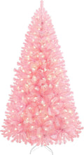 Pre-lit 6ft Hinged Pink Christmas Tree - Full, Warm White Lights