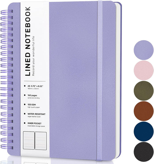 ABERLLS Purple A5 Spiral Journal - 160 Pages