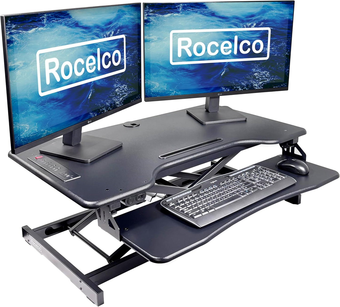 Rocelco 37.4in Electric Standing Desk Converter for Comfort