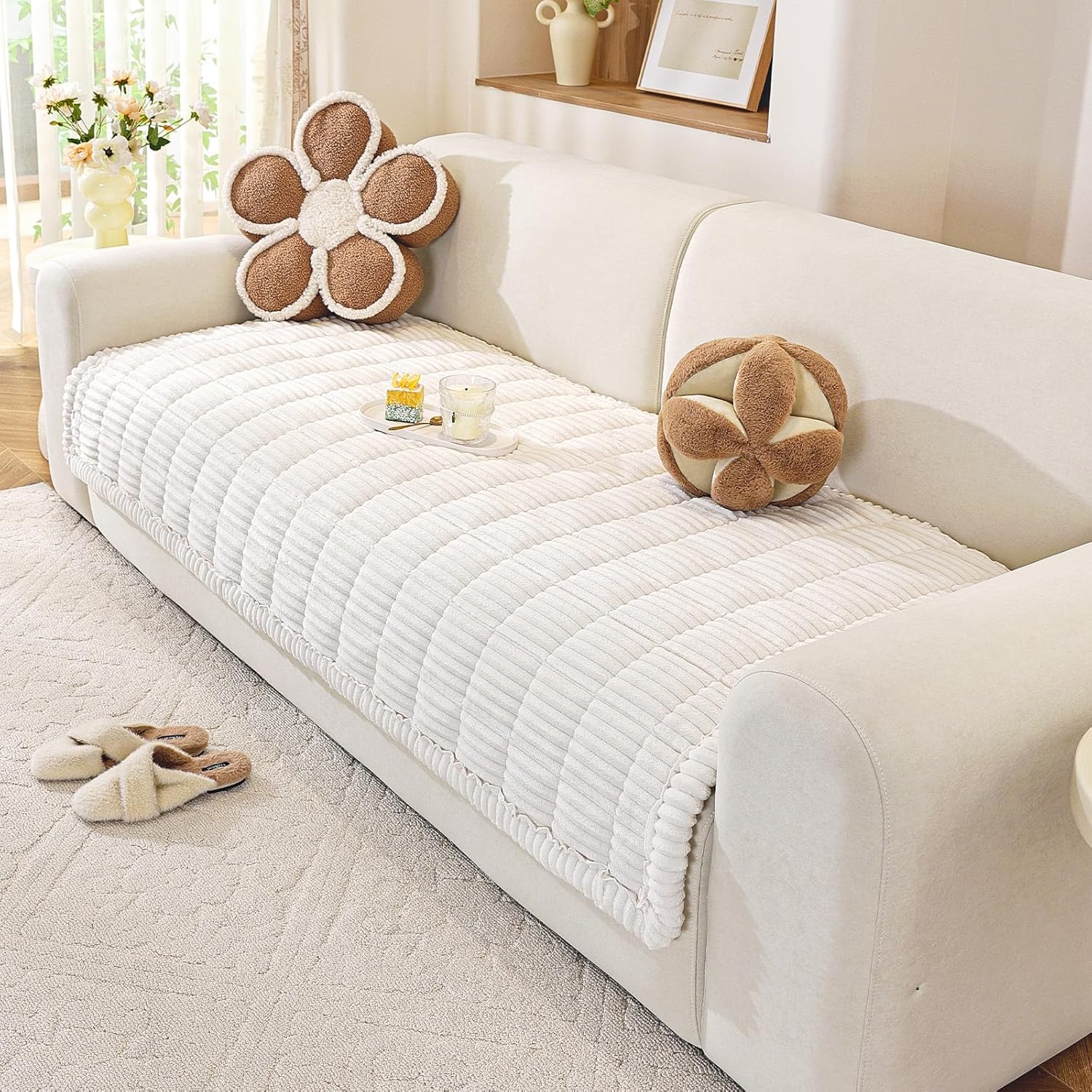 Couch Cover for Dogs Washable, Soft Fuzzy Sectional Sofa Cover