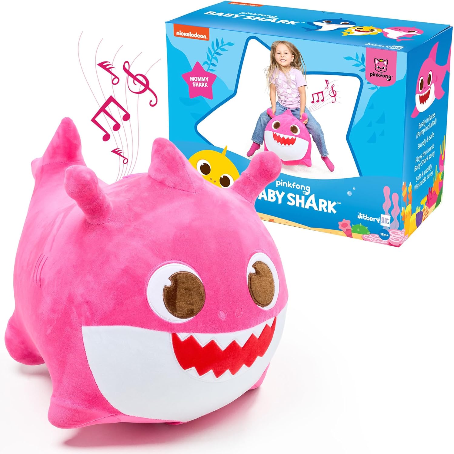 JITTERYGIT Baby Shark Bouncy Hopper - Fun Musical Plush Toy
