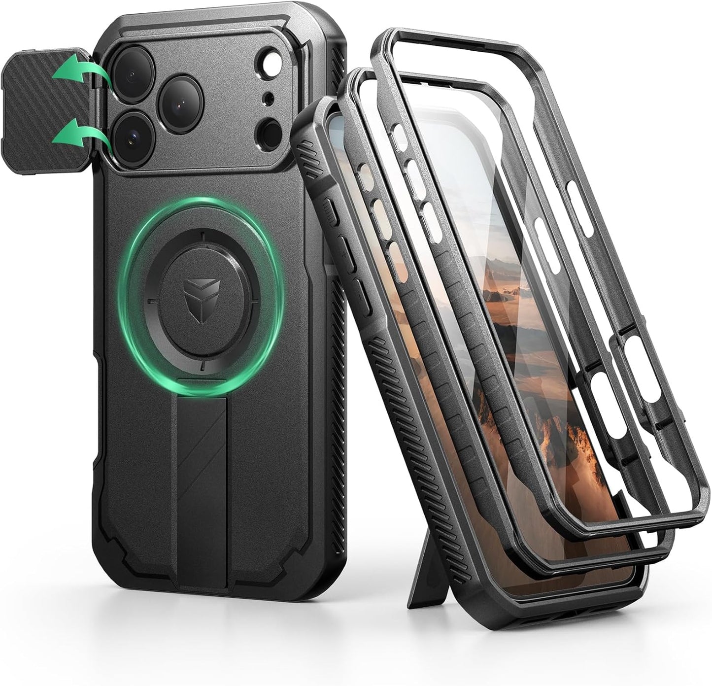 Dexnor iPhone 17 Pro Max Case with Kickstand and Camera Cover