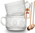 Embossed Glass Coffee Mugs Set - Vintage Charm