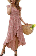Boho Floral V-Neck Faux Wrap Maxi Dress - Flowy Summer Style Dresses
