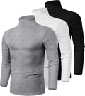 Men's 3-Pack Turtleneck Cotton Blend Shirts - Slim Fit Basics