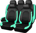 CAR PASS Leather Seat Covers Full Set Black & Mint - Breathable