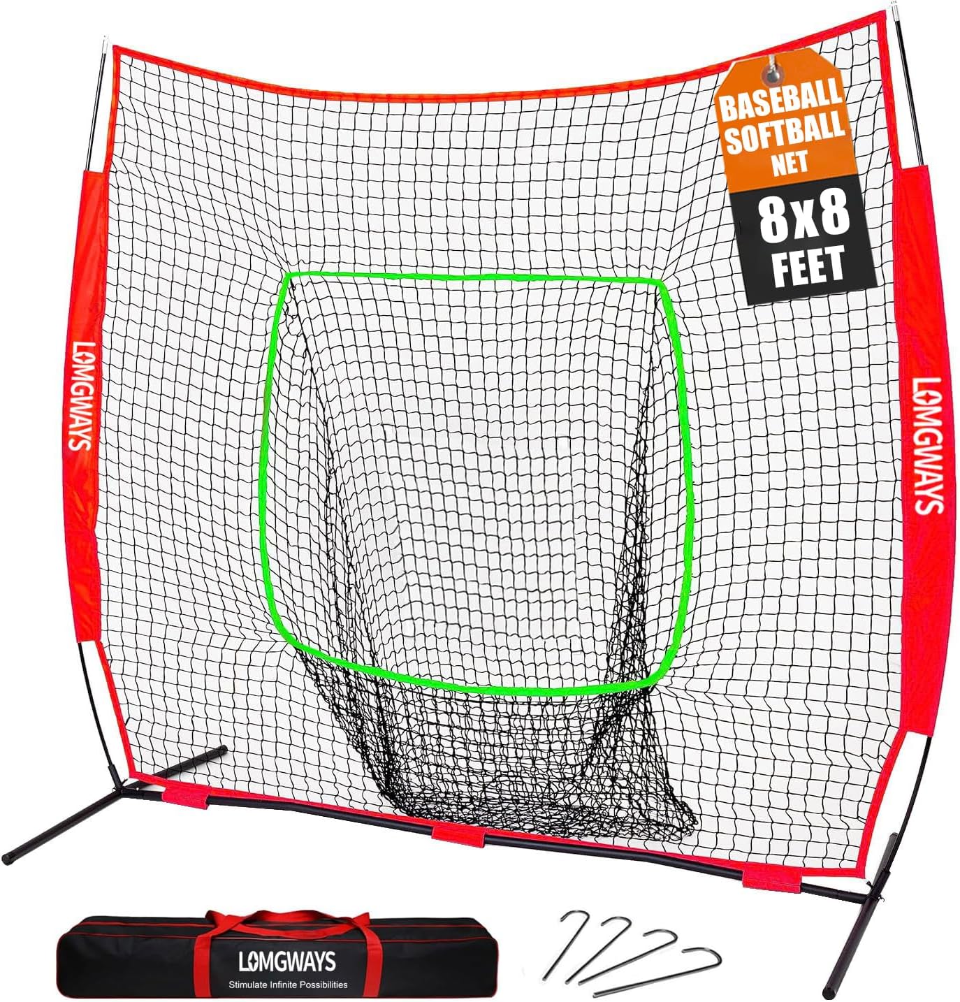 8x8ft Baseball Softball Net for Batting and Pitching Practice