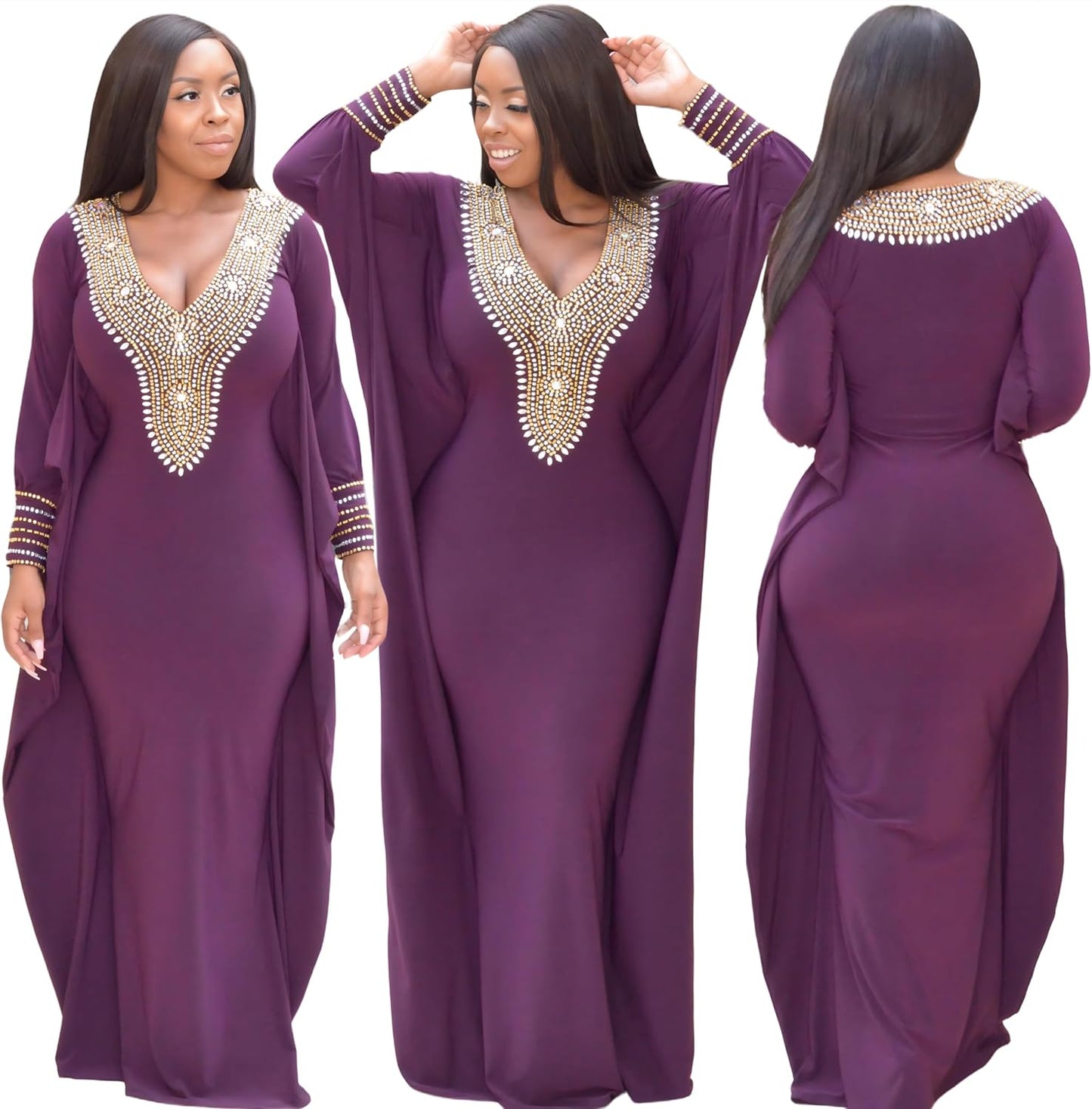 Elegant Black Kaftan Dress for Women - Plus Size Cocktail Wear