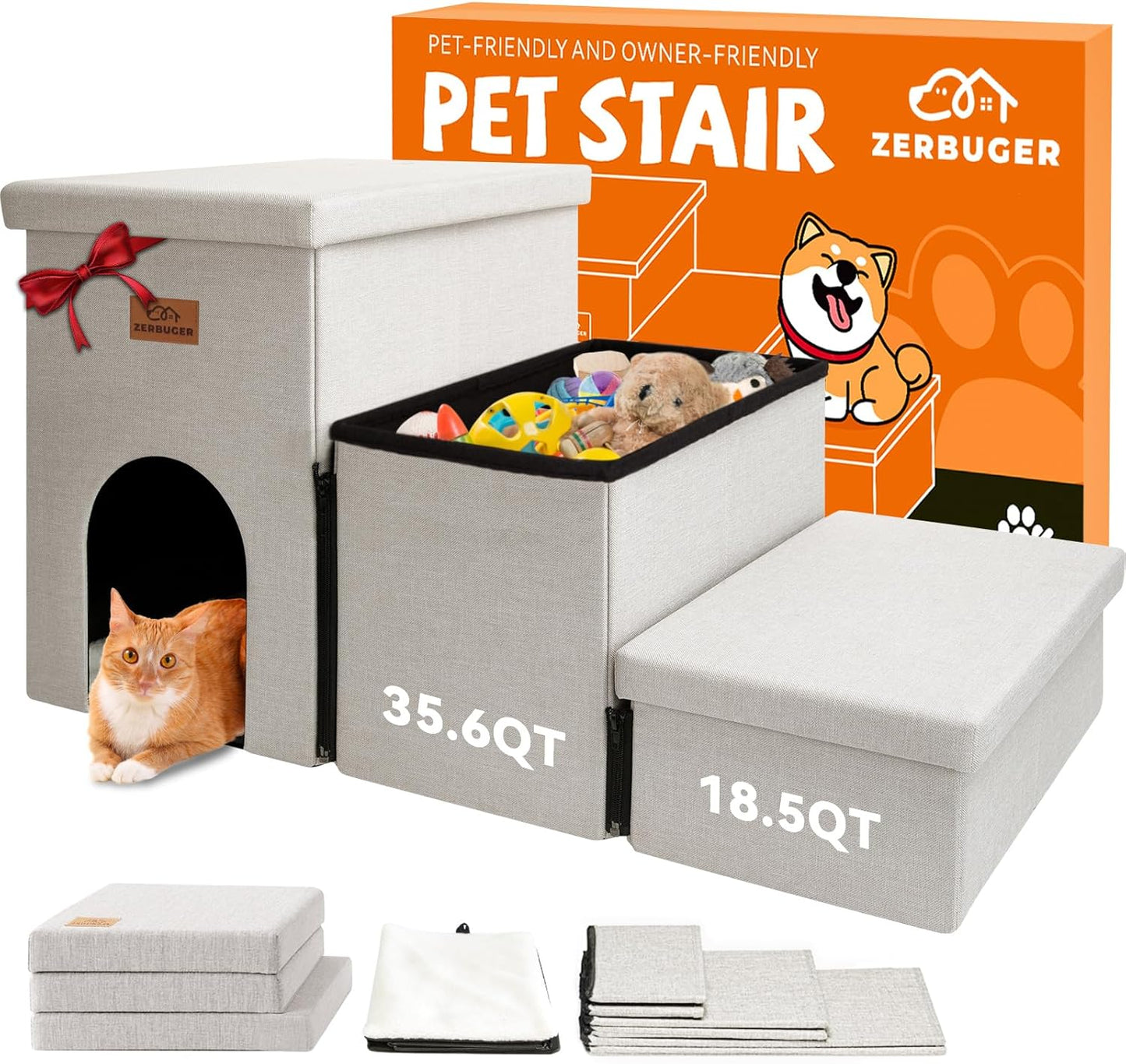 Dog Stairs with Condo for Easy Access to High Beds and Couches