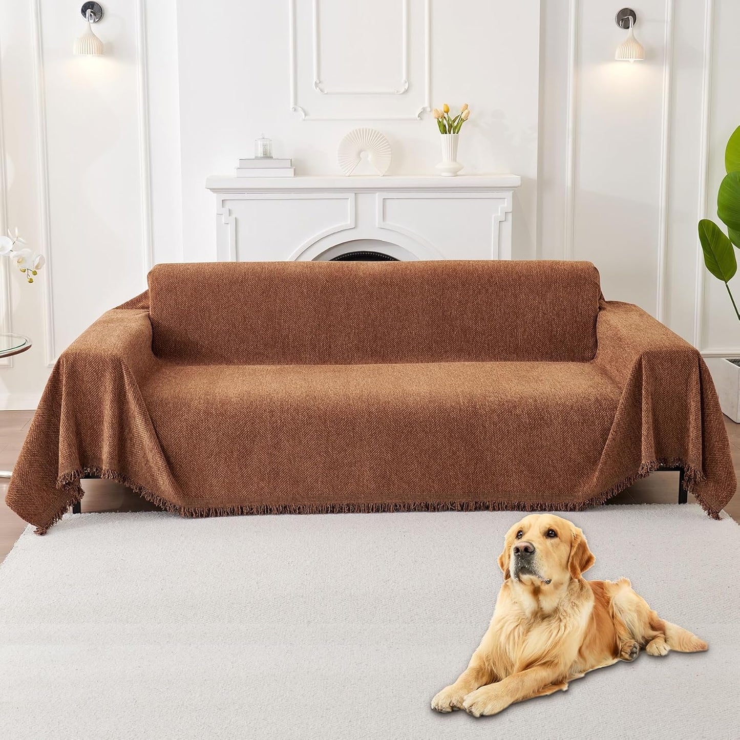 HAOMAIJIA Non Slip Couch Cover for 3 Cushion Sofa Protector