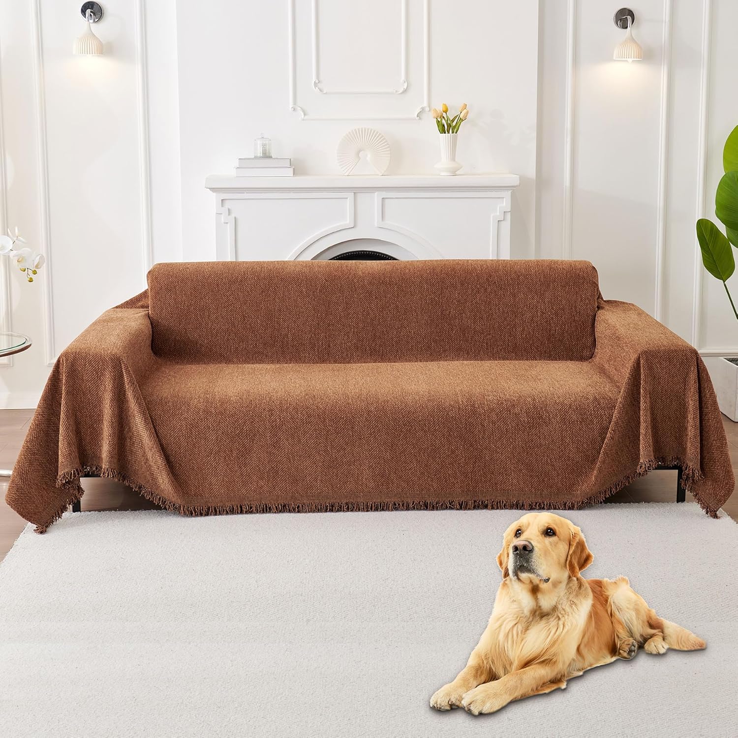 HAOMAIJIA Non Slip Couch Cover for 3 Cushion Sofa Protector