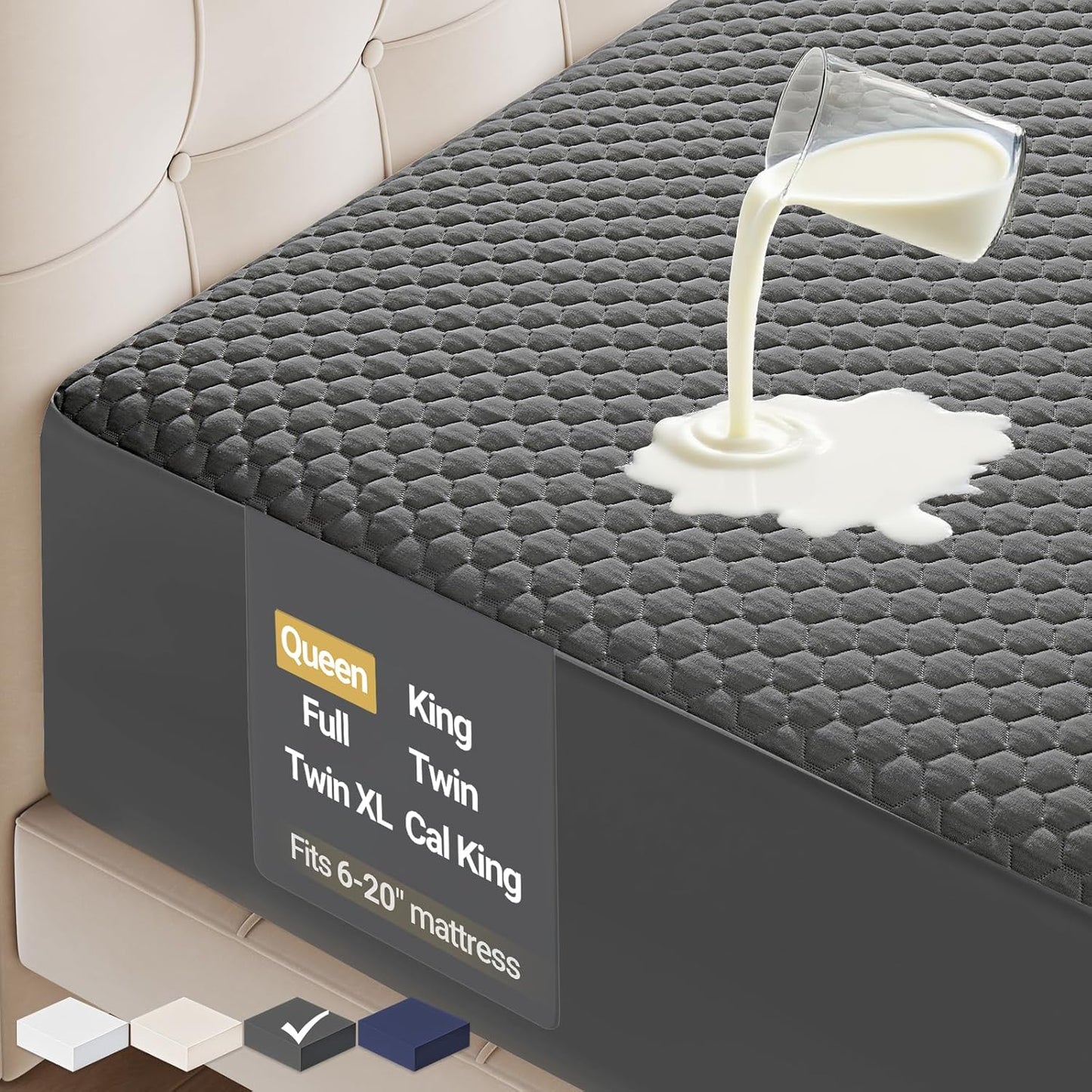 OhGeni Waterproof Mattress Protector for Queen Size Beds