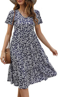 Women's Cotton Tiered Midi Dress V-Neck - Flowy Summer Sundress