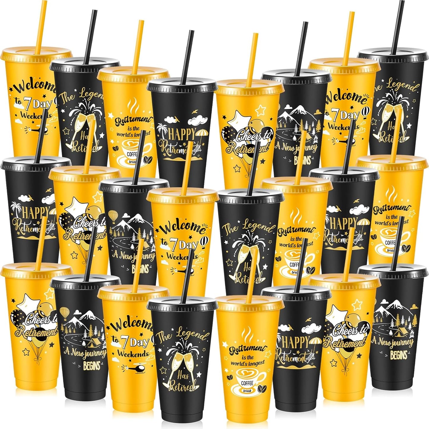 Chuangdi 24 Pcs Happy Retirement Tumblers for Celebrations