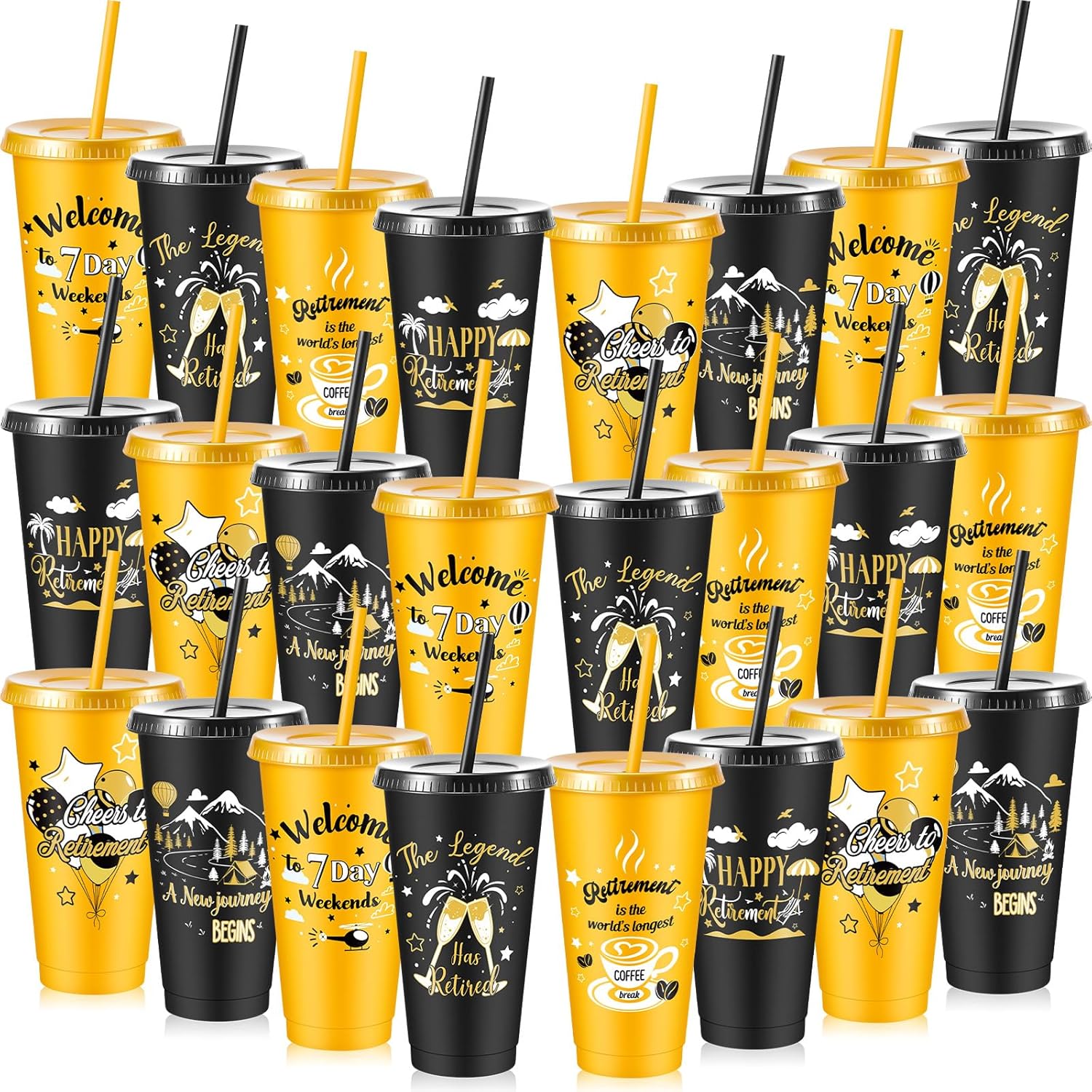 Chuangdi 24 Pcs Happy Retirement Tumblers for Celebrations