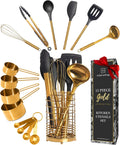 Black and Gold Kitchen Utensils Set - 15-Piece Stylish Cookware