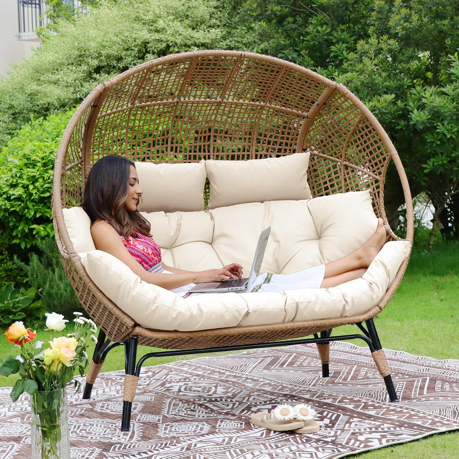 NICESOUL Double Egg Chair for Indoor Outdoor Relaxation