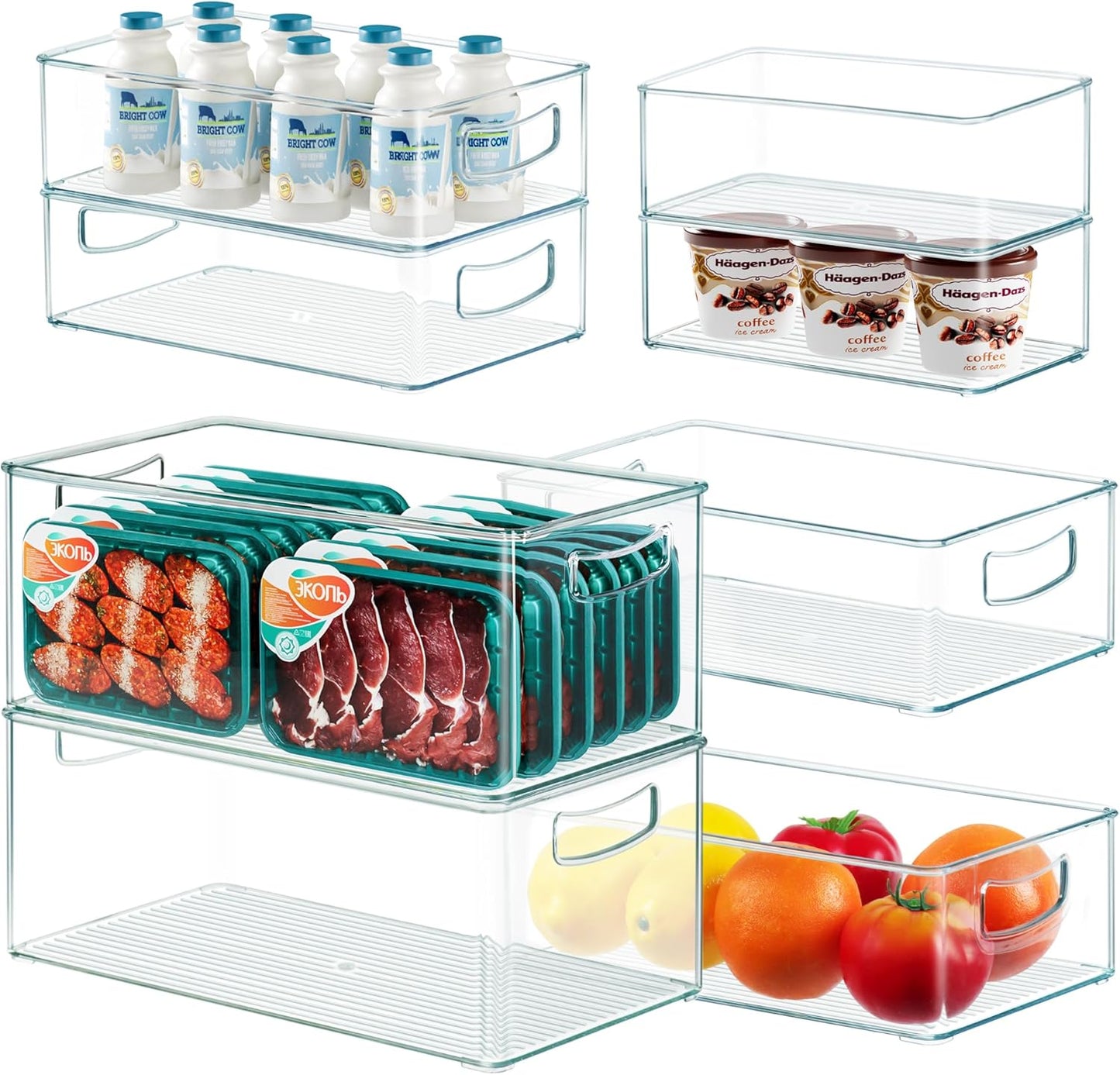 8 PACK Freezer Organizer Bins for Efficient Home Storage Solutions