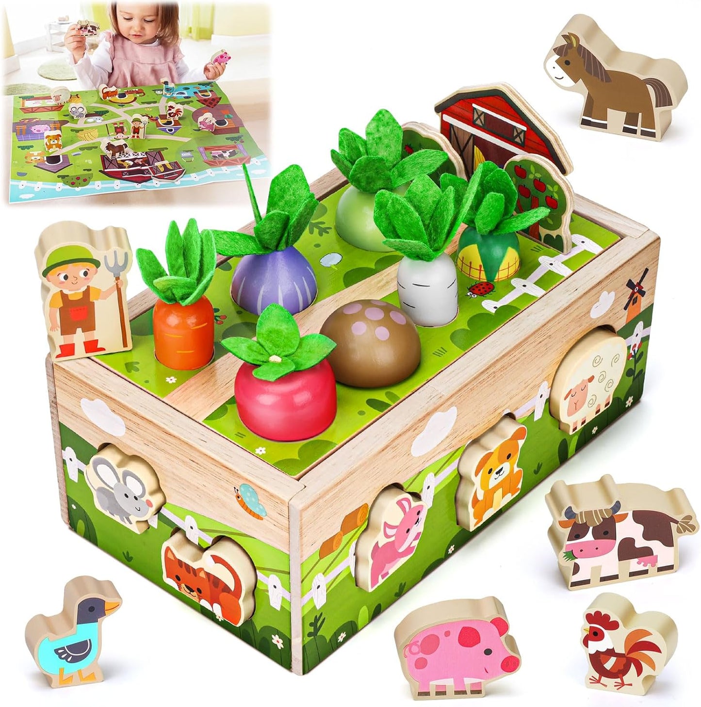 Montessori Wooden Sensory Toddler Toy: Educational 1st Birthday Gift