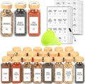 24 Pc 8 oz Square Glass Spice Jars with Bamboo Lids - Organized