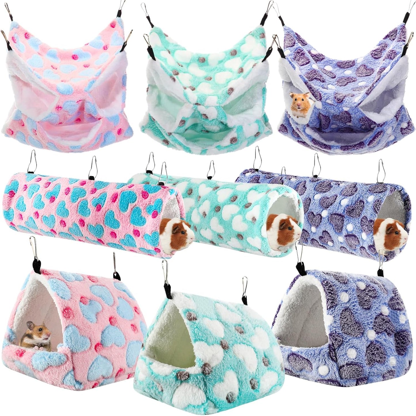 Abbylike 9 Pieces Rat Hammock Set for Guinea Pigs and Ferrets