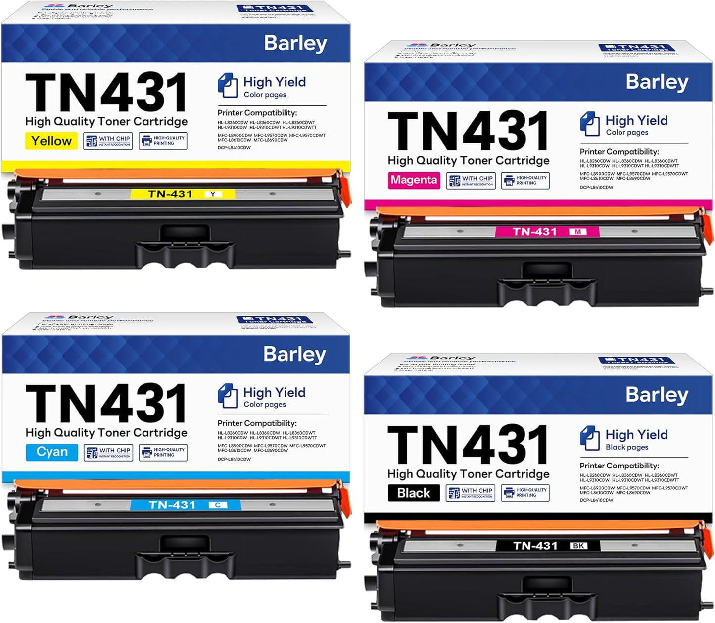 TN-431 Toner Cartridge Set for Brother Printers - 4 Pack