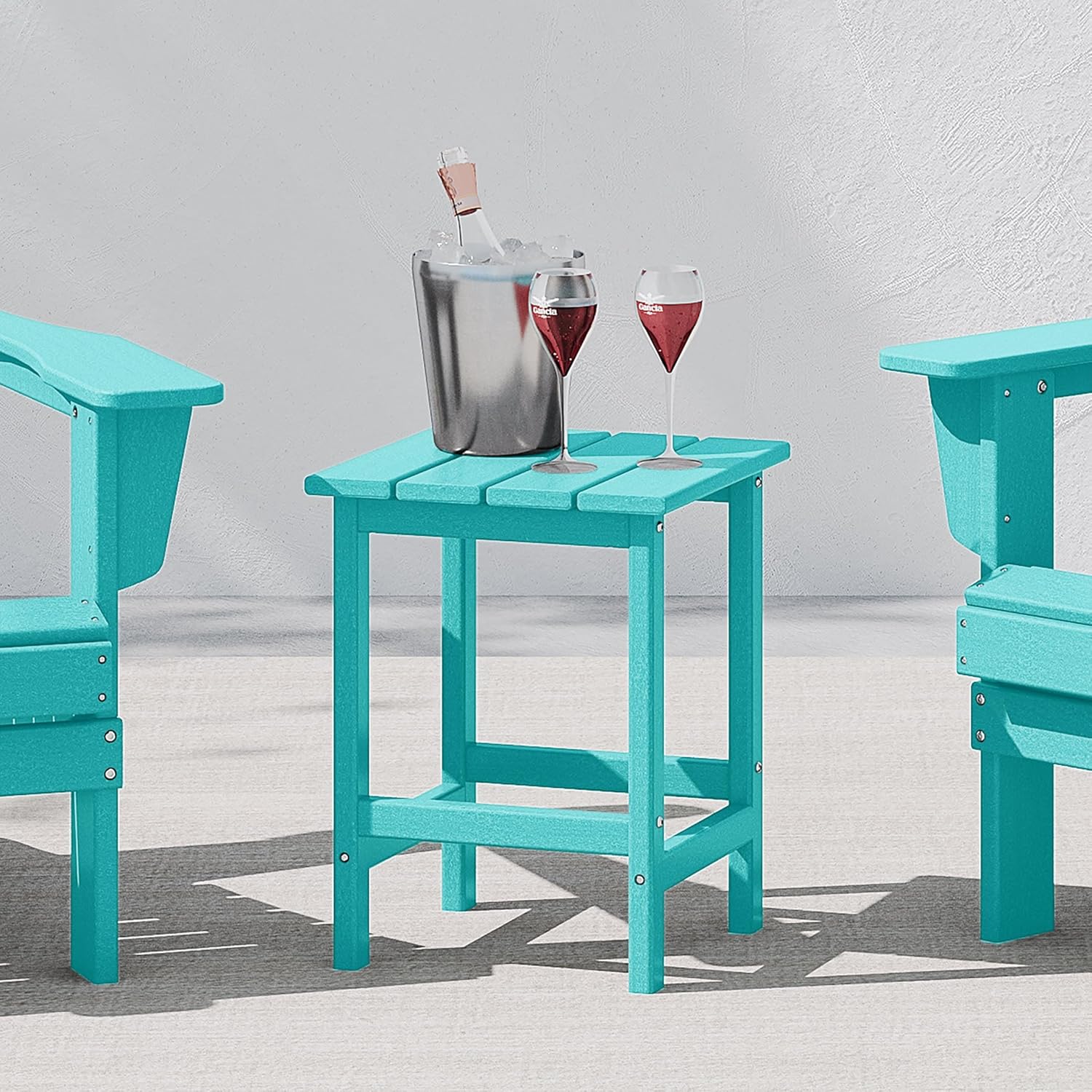 Malibu Square Outdoor Side Table for Adirondack Chair, Turquoise
